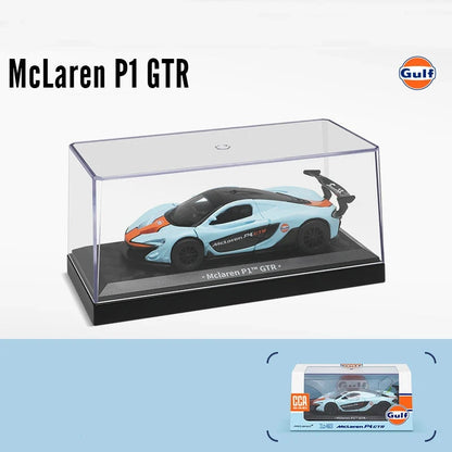 MSZ 1:43 BMW M4 DTM Lamborghini Maserati Mclaren Land Rover Guard Benz Car Model with Helmet Acrylic Box Alloy Car Toy