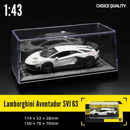 MSZ 1:43 BMW M4 DTM Lamborghini Maserati Mclaren Land Rover Guard Benz Car Model with Helmet Acrylic Box Alloy Car Toy