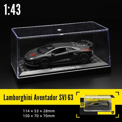 MSZ 1:43 BMW M4 DTM Lamborghini Maserati Mclaren Land Rover Guard Benz Car Model with Helmet Acrylic Box Alloy Car Toy