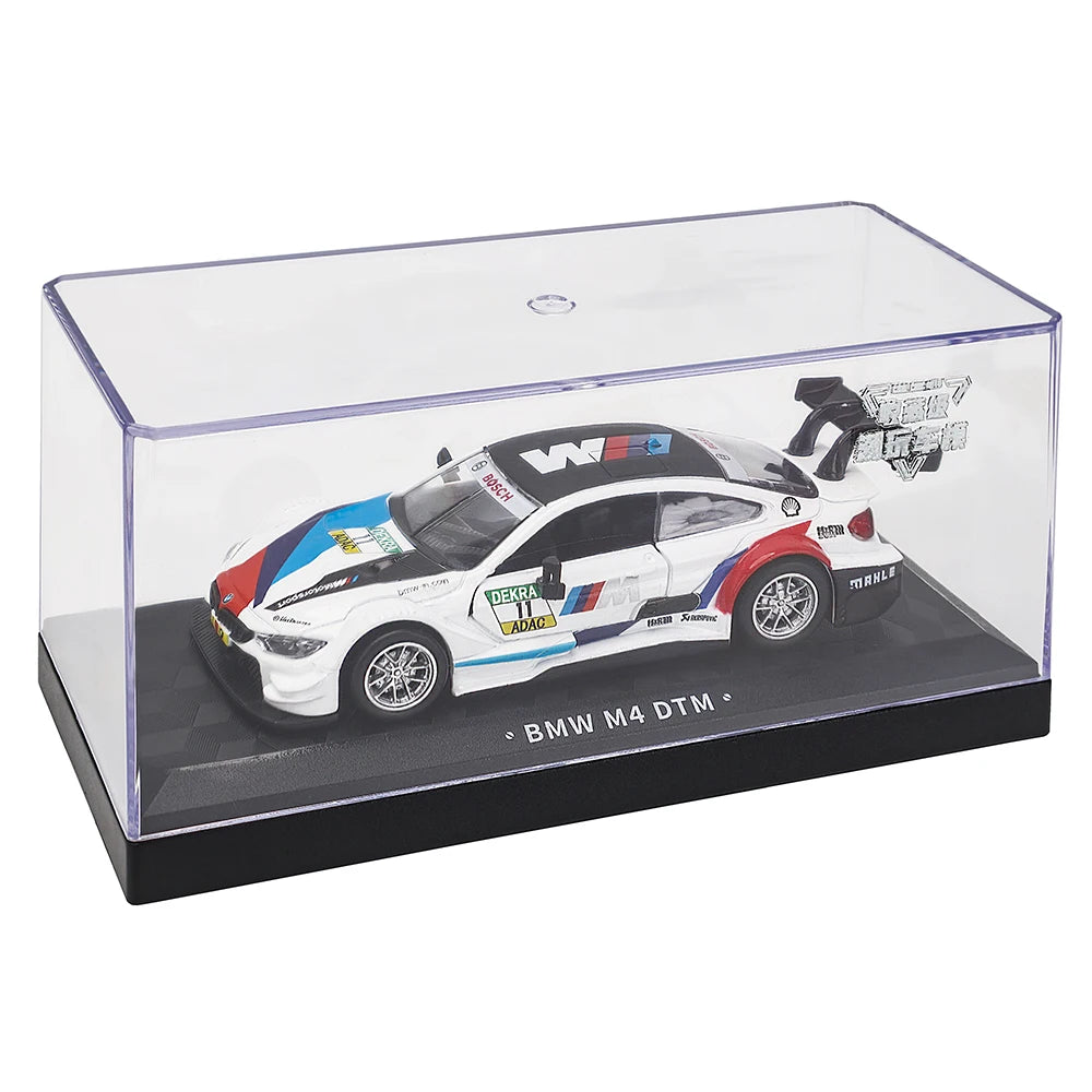 MSZ 1:43 BMW M4 DTM Lamborghini Maserati Mclaren Land Rover Guard Benz Car Model with Helmet Acrylic Box Alloy Car Toy