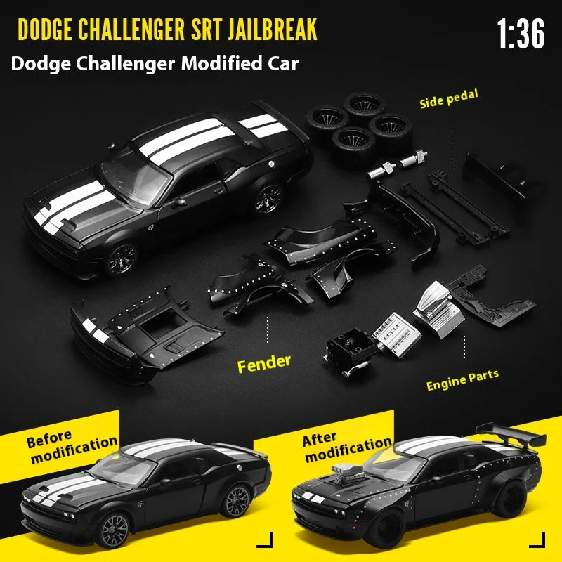 CCA 1:36 Dodge Challenger SRT JAILBREAK Assembled Modified Version Alloy Metal Diecast Model Car Collect Hobby Boutique Gift Boy