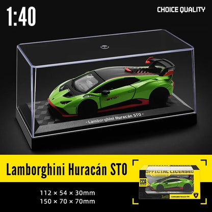 MSZ 1:43 BMW M4 DTM Lamborghini Maserati Mclaren Land Rover Guard Benz Car Model with Helmet Acrylic Box Alloy Car Toy