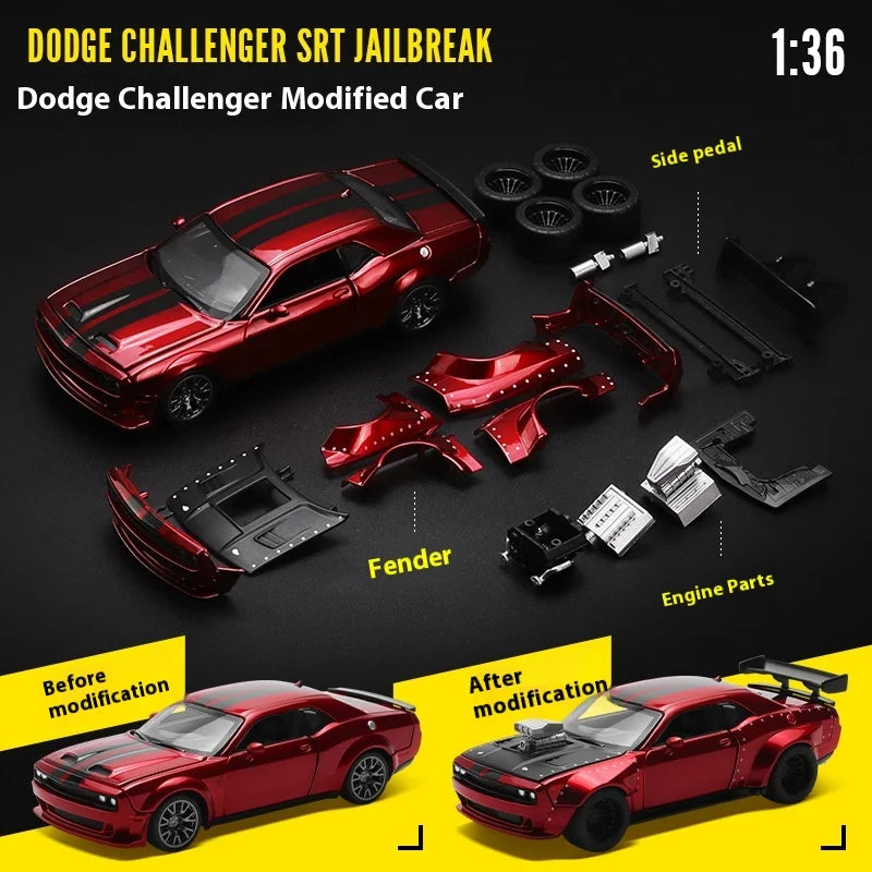 CCA 1:36 Dodge Challenger SRT JAILBREAK Assembled Modified Version Alloy Metal Diecast Model Car Collect Hobby Boutique Gift Boy